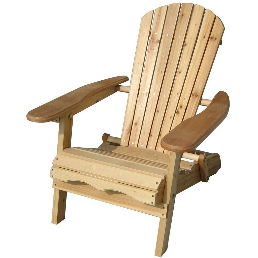 Hivvago Folding Adirondack Chair for Patio Garden in Natural Wood Finish 2