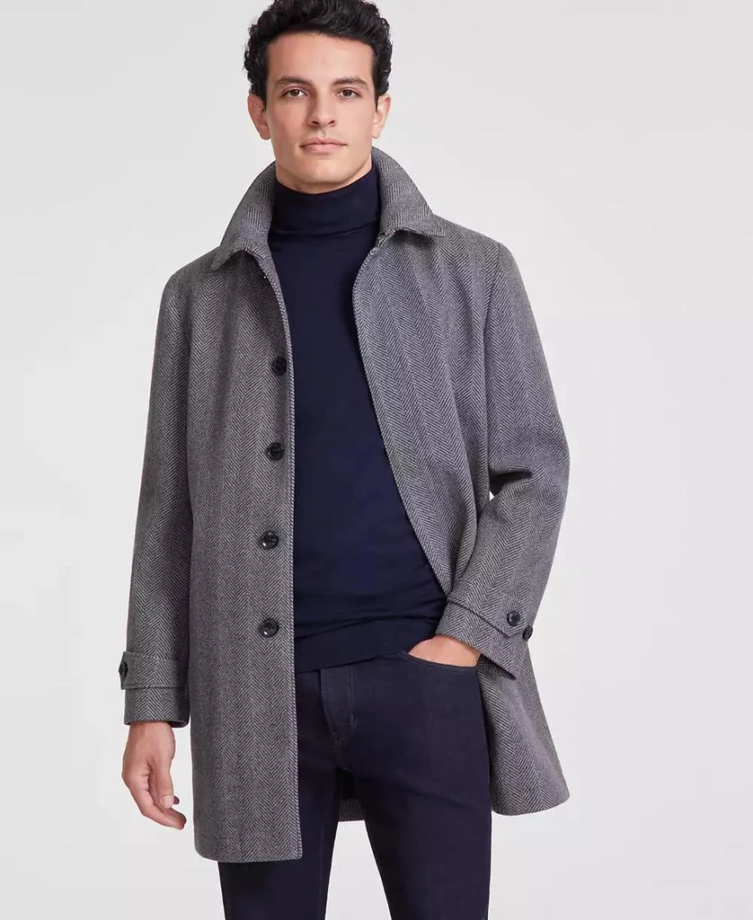 Shop Men's Herringbone Charcoal Overcoat on Sale at BeyondStyle – Get ...