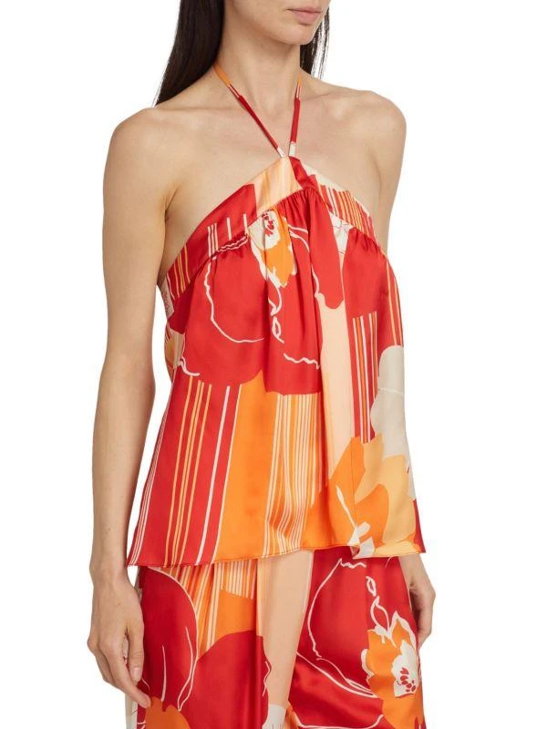 Ramy Brook Eunice Floral Satin Halter Top 3