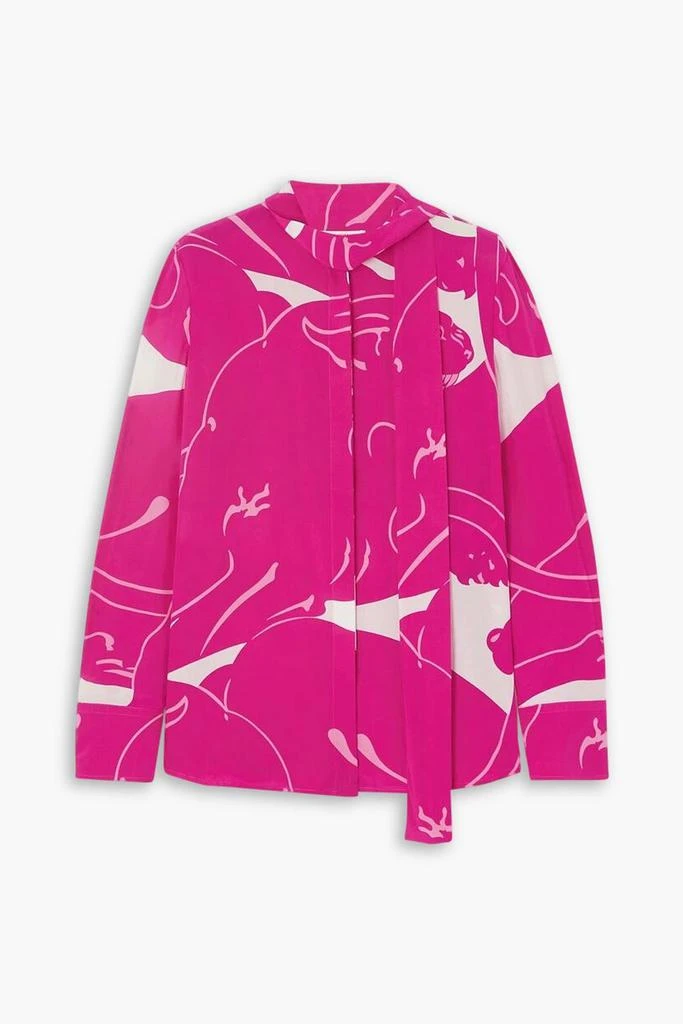 Valentino Tie-detailed printed silk crepe de chine blouse 1