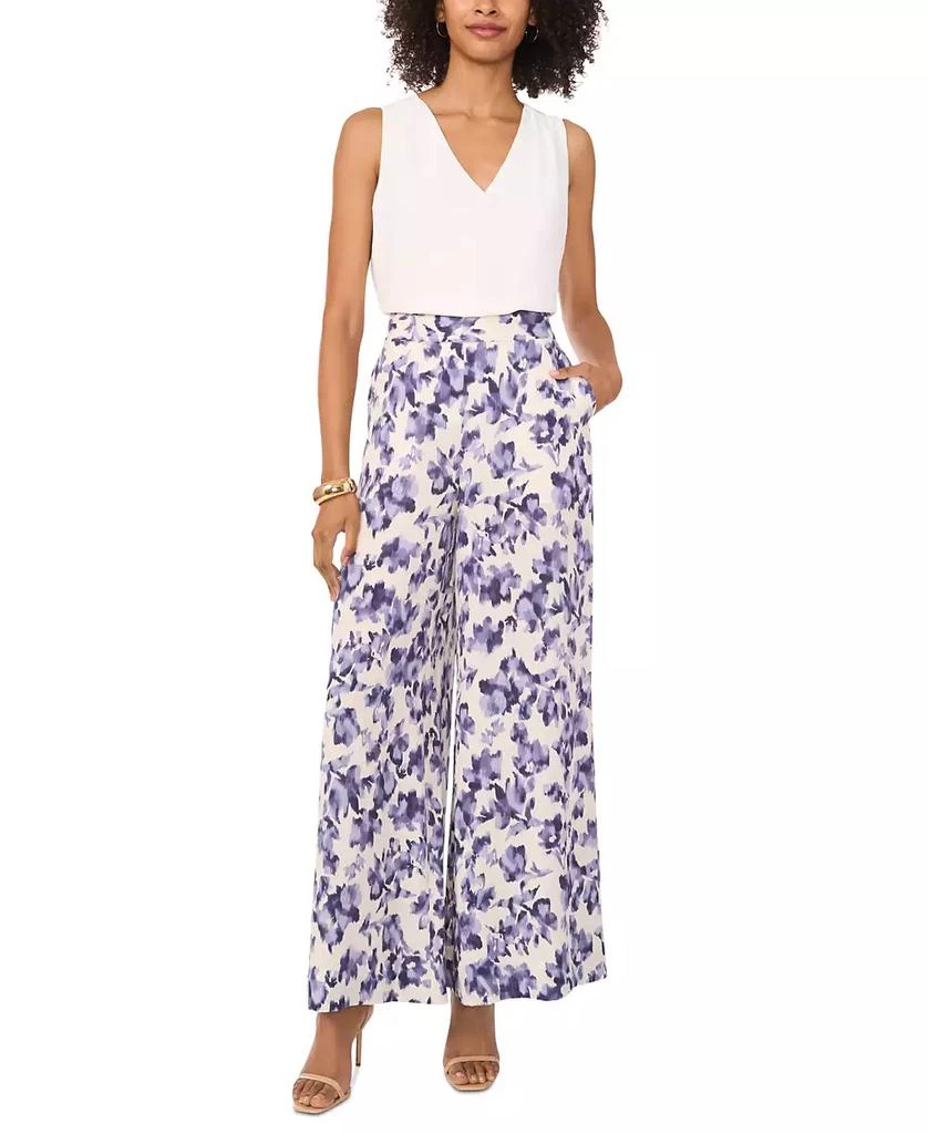 Vince Camuto Women's Floral Mid-Rise Wide-Leg Pants 3