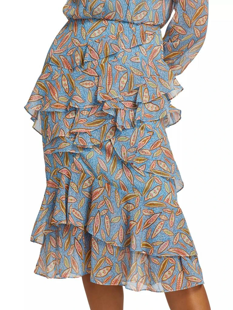 Saloni Isa Ruffled Silk Georgette Teardrop Print Dress 6