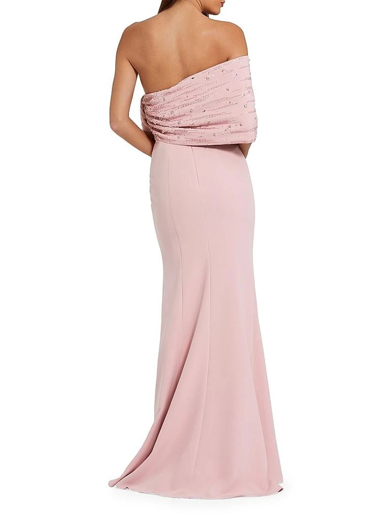 Mac Duggal Evening Beaded Off-The-Shoulder Bow Satin Mermaid Gown 2