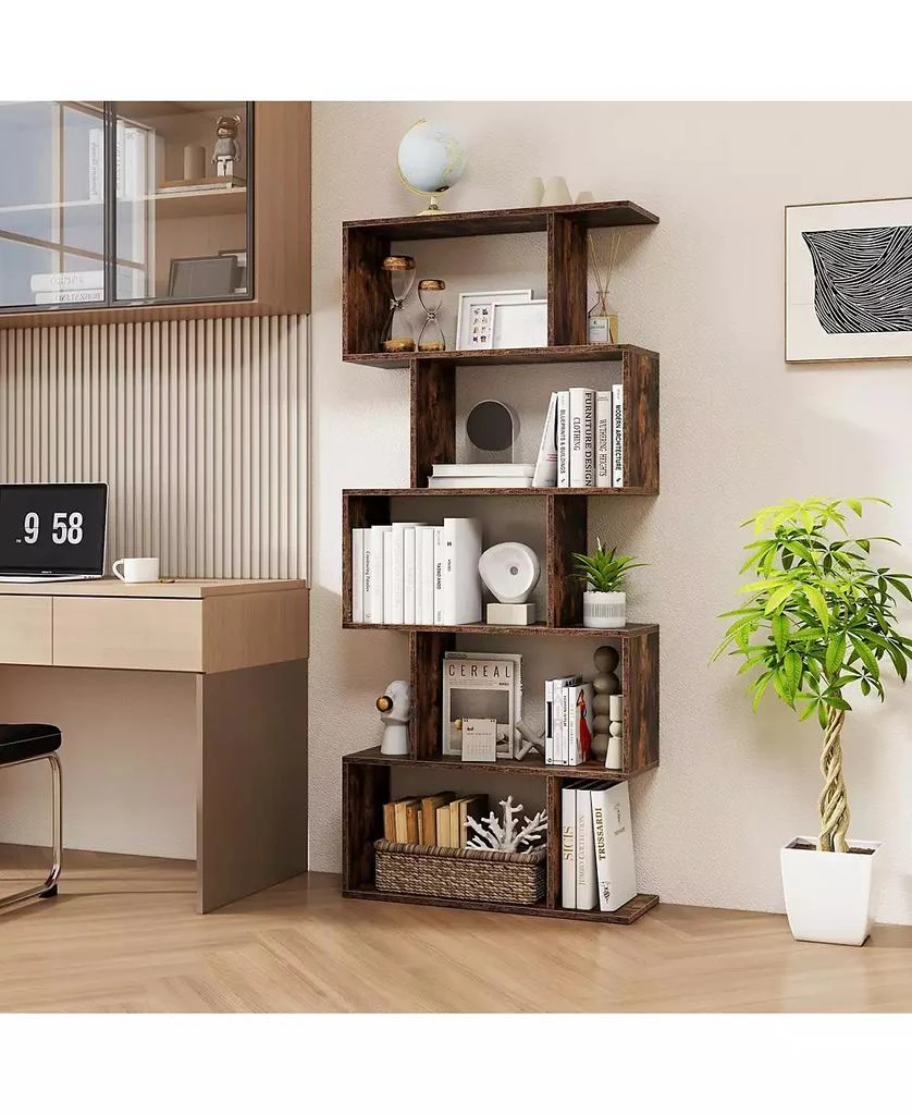 GOUUN 5-Tier Bookshelf with Anti-Toppling Device for Living Room Home Office 5