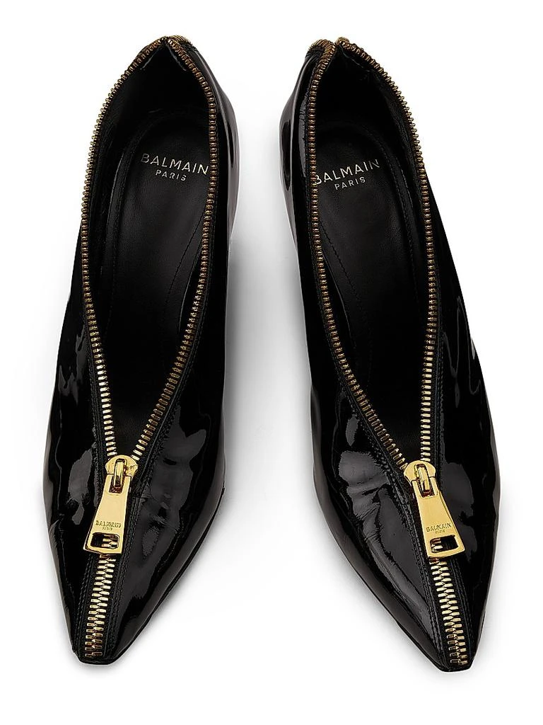 Balmain 95MM Patent Leather Zip Wedge Pumps 4
