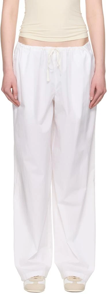 SKIMS White Cotton Poplin Straight Leg Pyjama Pants 1