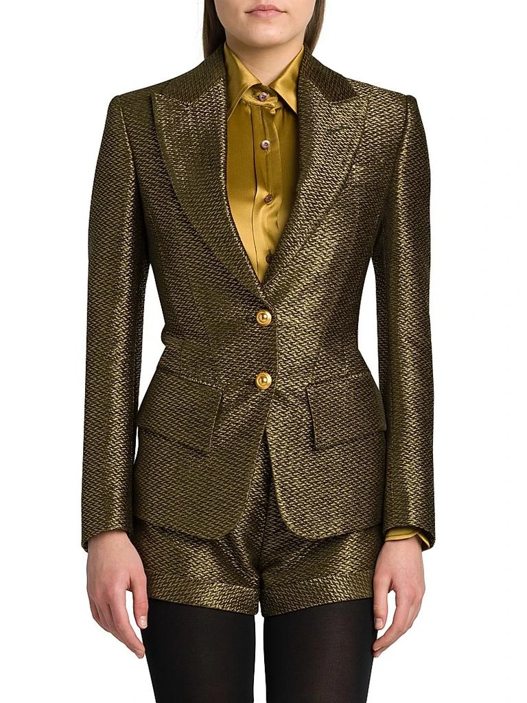 Tom Ford Metallic Silk-Blend Boucle Single-Breasted Jacket 3