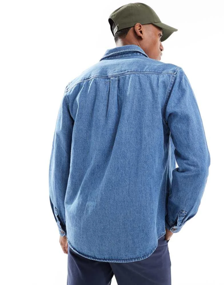 New Look New Look oversized heavyweight denim shirt in mid blue 3