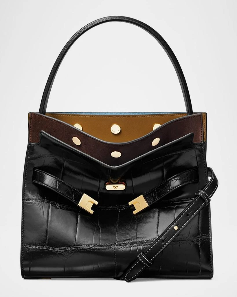 Tory Burch Lee Radziwill Small Croc-Embossed Double Bag 1