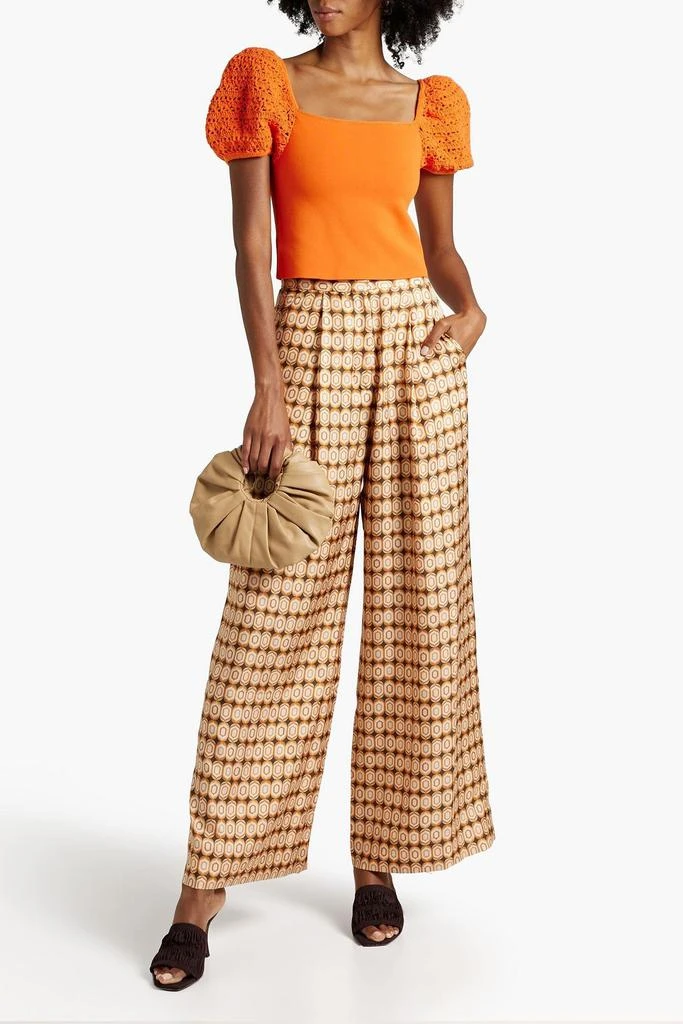 Alice + Olivia Caley crochet-paneled stretch-jersey top 2