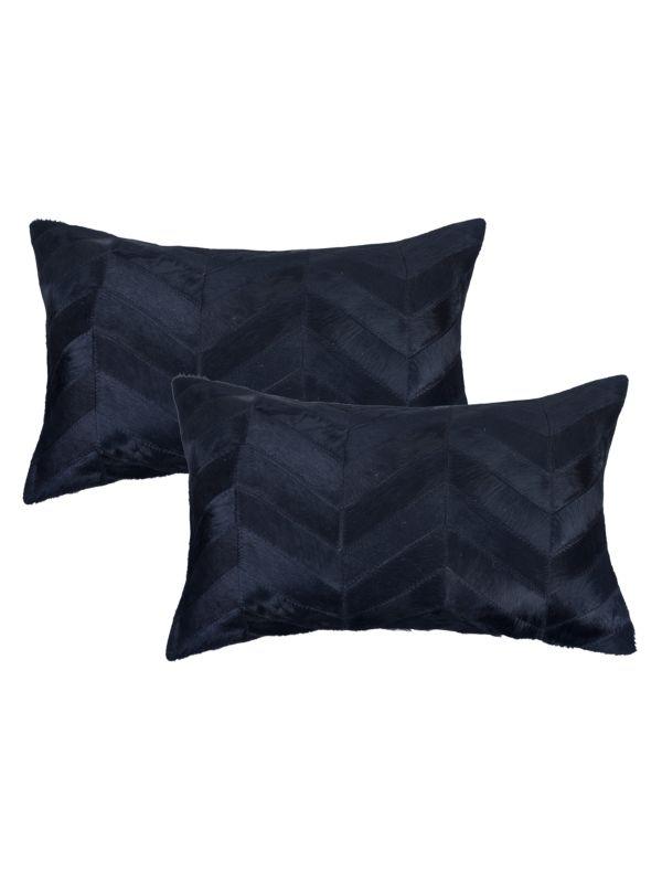 Natural 2-Pack Rectangular Chevron Cowhide Pillow Set