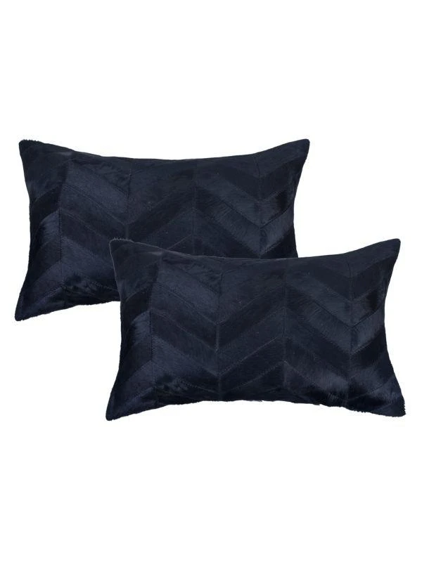 Natural 2-Pack Rectangular Chevron Cowhide Pillow Set 1