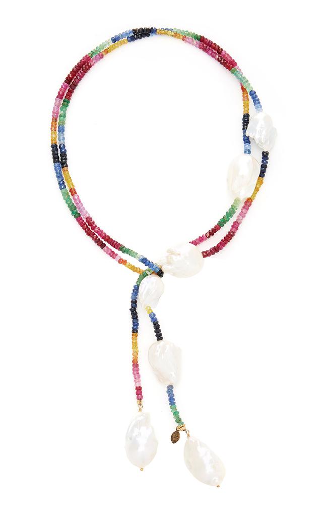 Joie DiGiovanni Joie DiGiovanni - Gold-Filled Ruby; Emerald and Sapphire and Pearl Necklace - Multi - OS - Moda Operandi - Gifts For Her