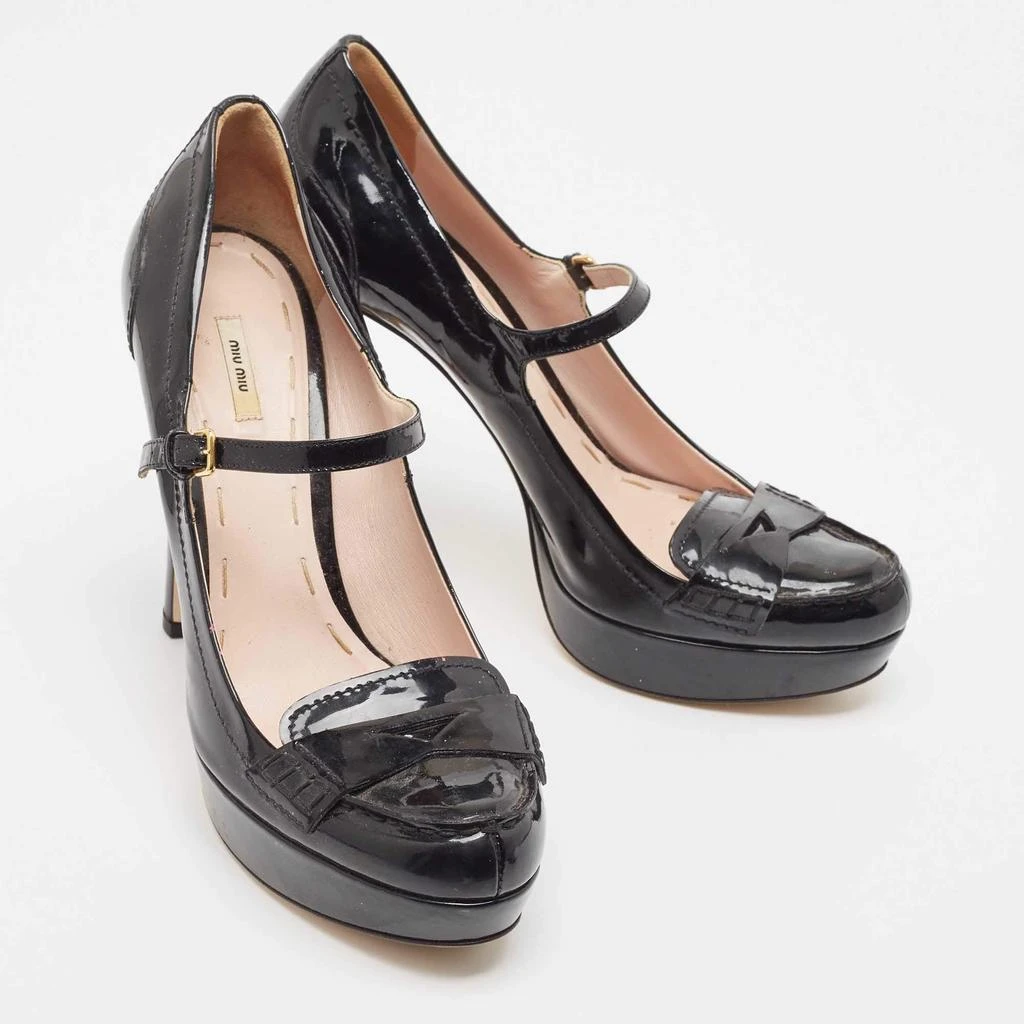 Miu Miu Miu Miu Black Patent Leather Platform Mary Jane Loafer Pumps Size 40 4