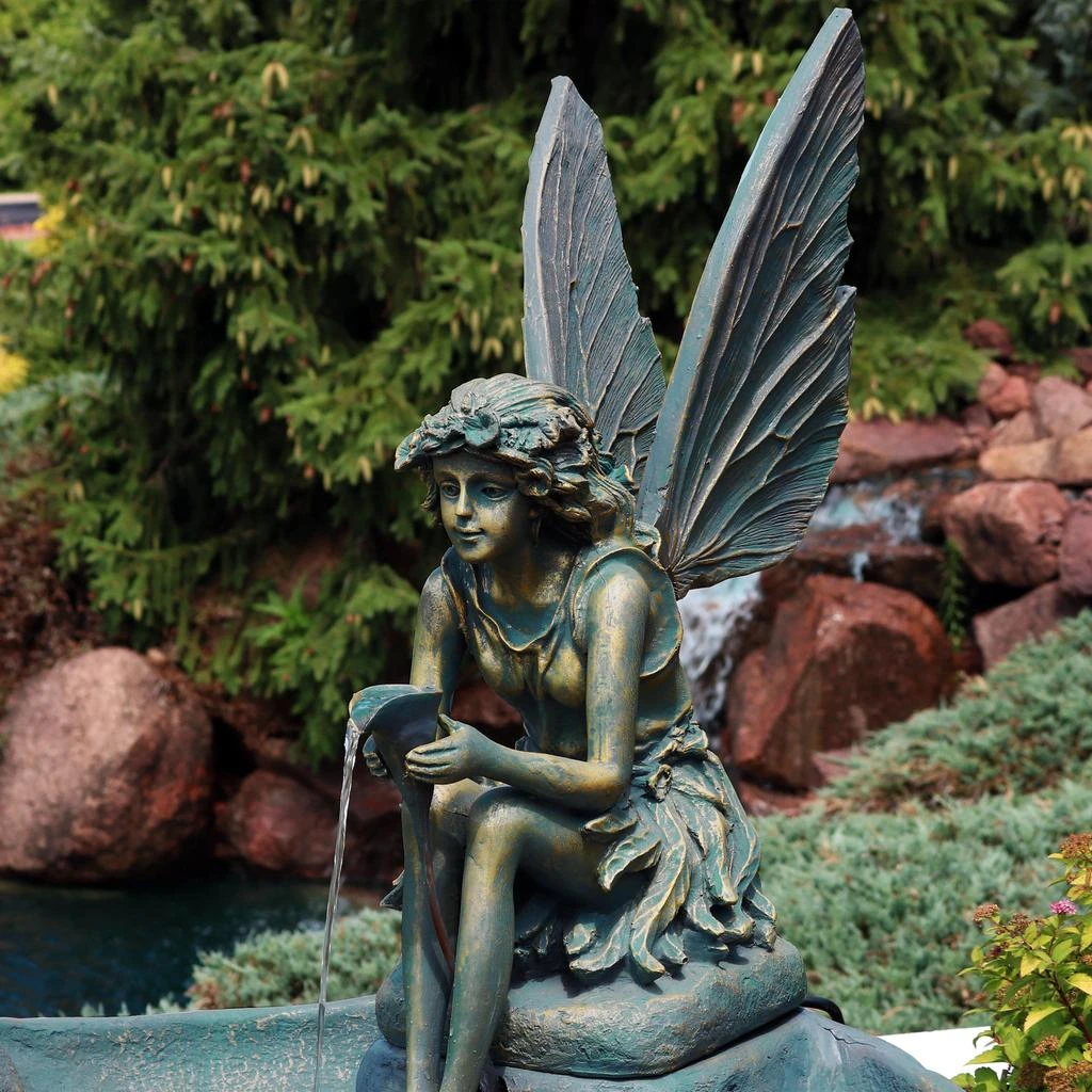 Sunnydaze 30"H Electric Fiberglass Fairy Shell Outdoor Water Fountain 5