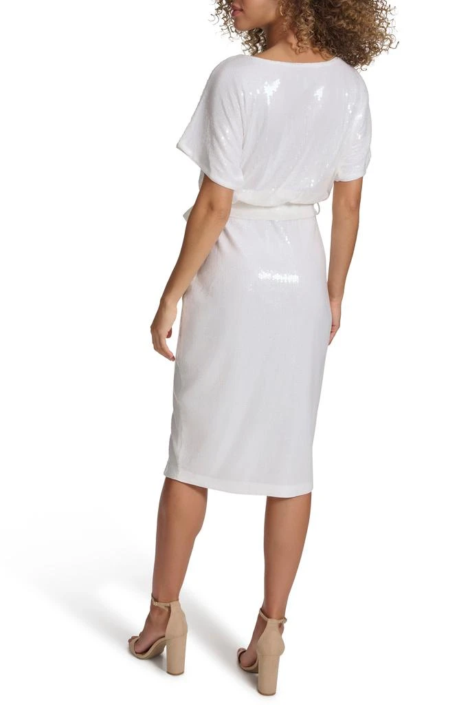Kensie Sequin Mesh Tie Waist Dress 2