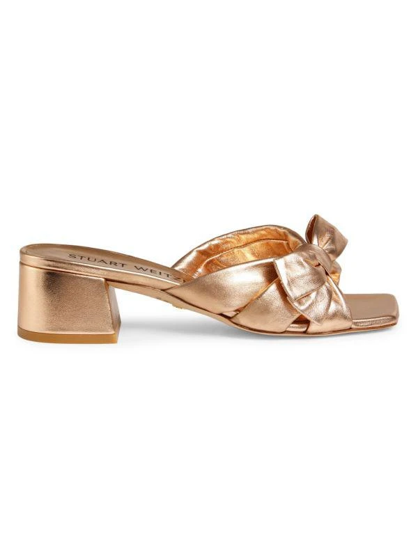 Stuart Weitzman Sofia 45MM Bow Leather Block Heel Sandals 1
