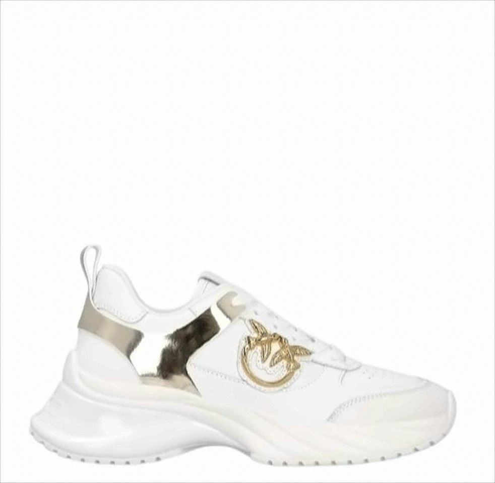 PINKO Leather Effect Sneakers With Mirror Inserts