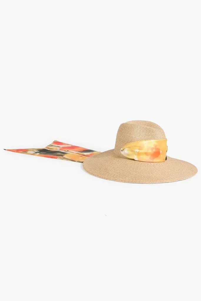 Eugenia Kim Cassidy printed satin and faux straw sun hat