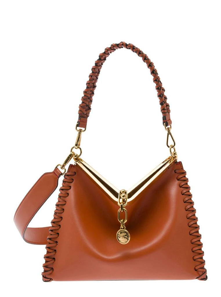 ETRO 'Vela' Red Shoulder Bag With Thread Work In Leather Woman 1