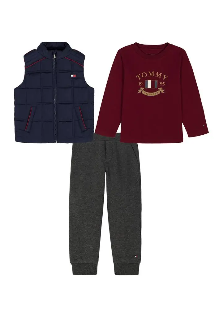 Tommy Hilfiger Boys 4-7 Three Piece Vest and Pants Set