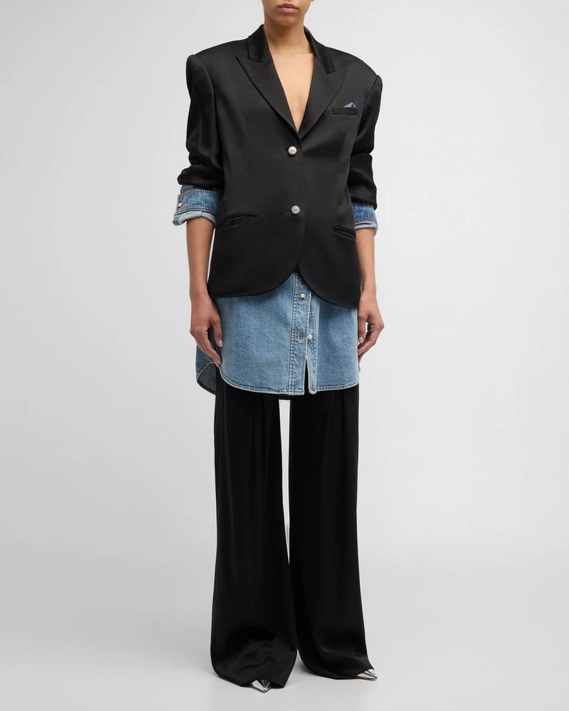 Hellessy Neville Mixed-Media Wide-Leg Jeans 3