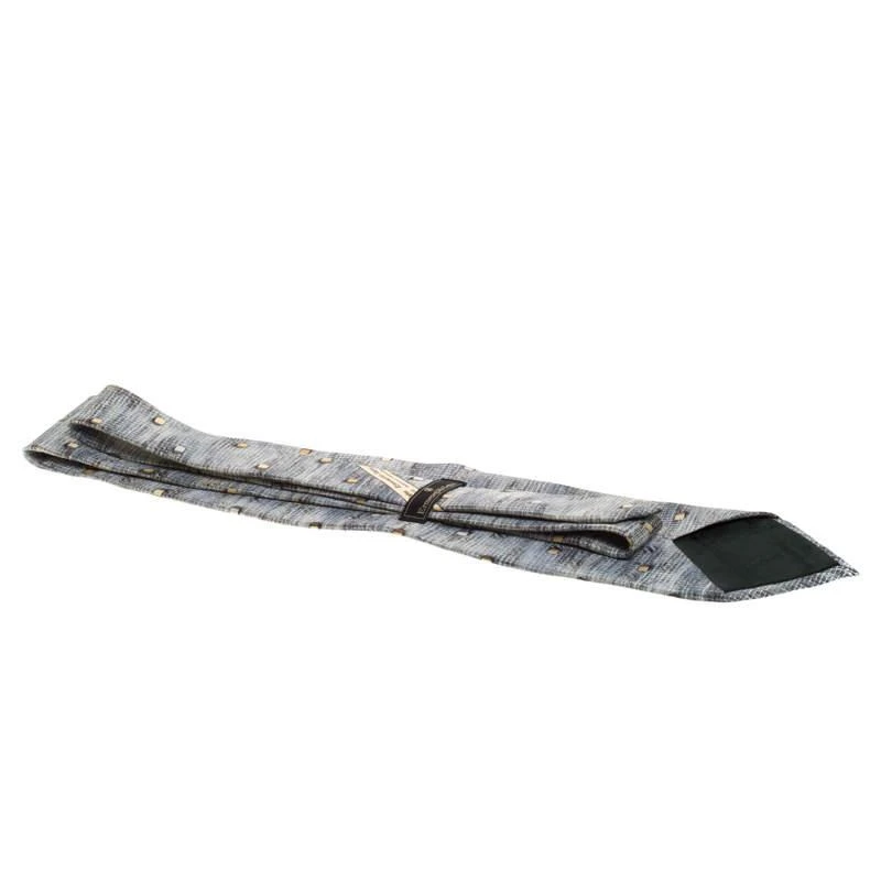Zegna Ermenegildo Zegna Vintage Grey Cube Print Silk Tie 4