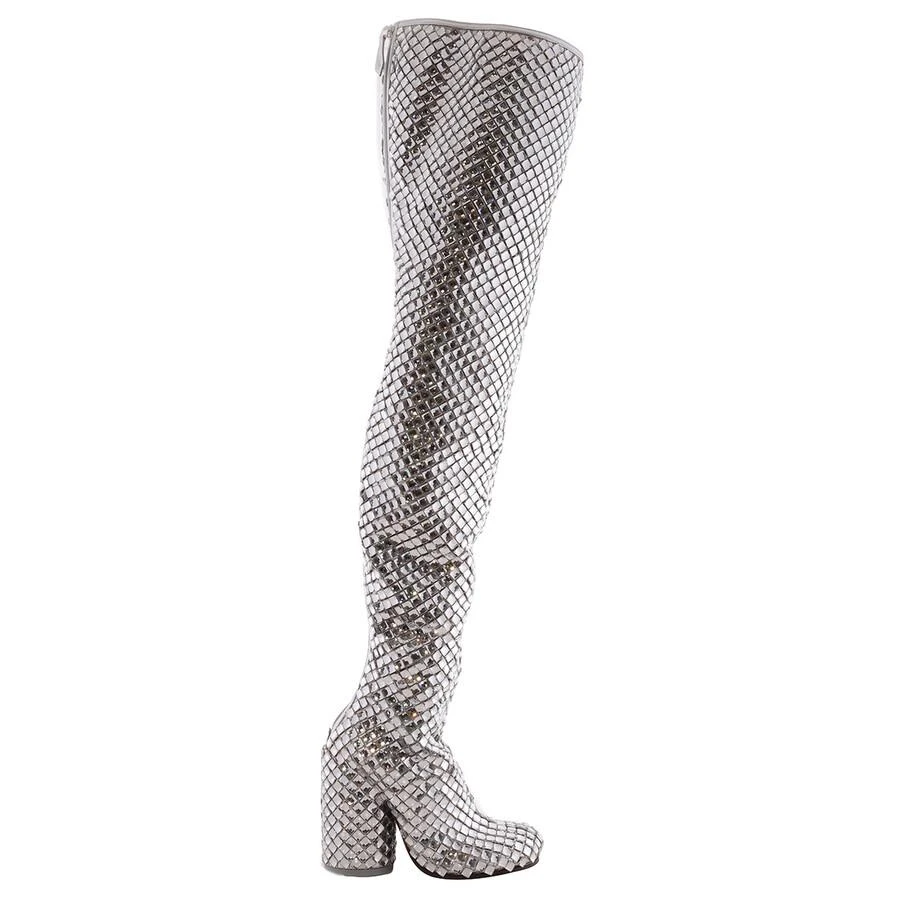 Burberry Anita Over-The-Knee 110 mm Heel Boot in Silver/Crystal 1