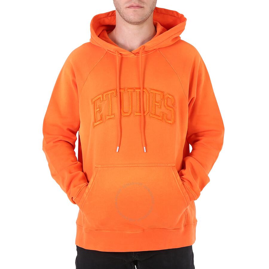 Etudes Men's Orange Racing Logo Cotton Hoodie