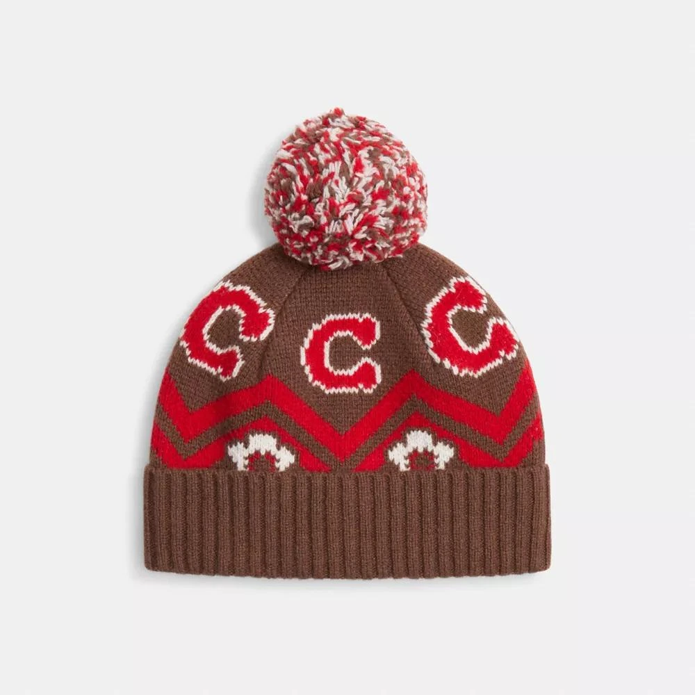 Coach Fair Isle Print Knit Beanie 1