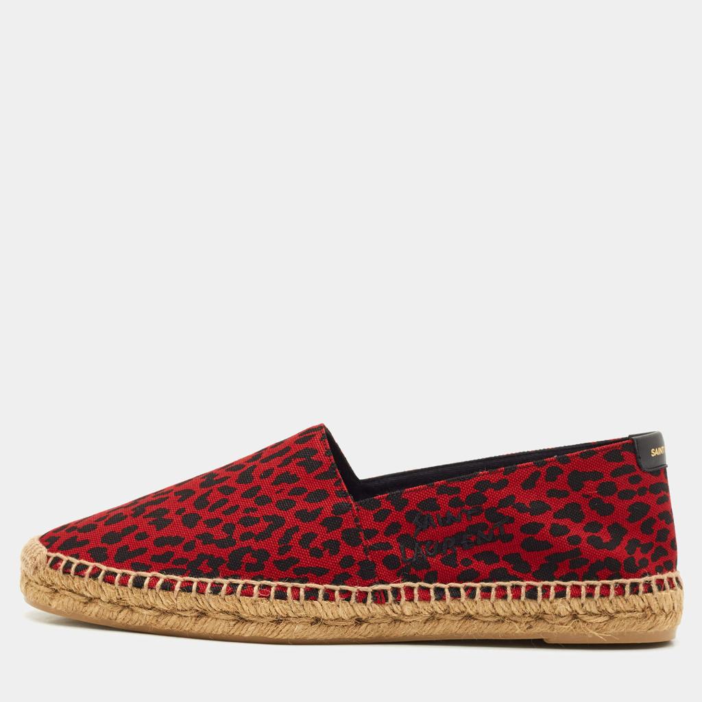 Yves Saint Laurent Saint Laurent Black/Red Canvas Slip On Espadrille Size 43