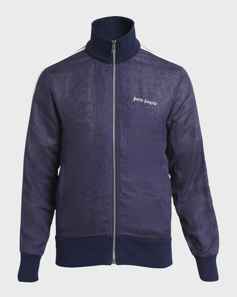 Palm Angels Blue Linen Sporty Jacket Men