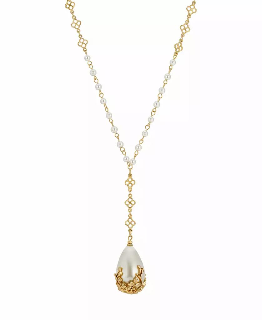 2028 Women's Imitaion Pearl Y Necklace