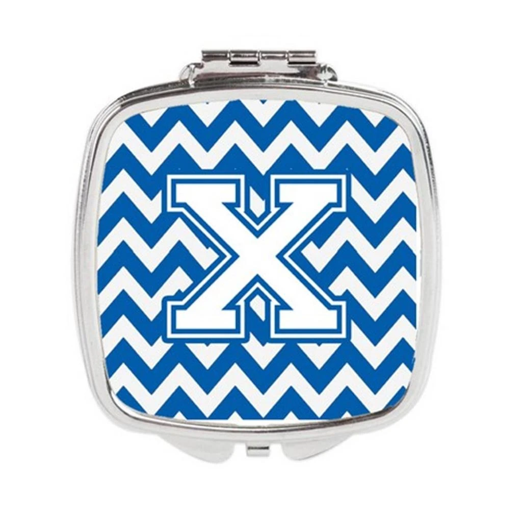Carolines Treasures CJ1045-XSCM Letter X Chevron Blue 
White Compact Mirror, 3 x 0.3 x 2.75 in.