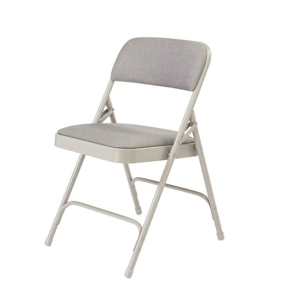 National Public Seating NPS 2200 Series Deluxe Fabric Upholstered Double Hinge Premium Folding Chair, Greystone (Pack of 4)