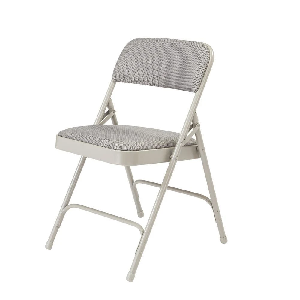 National Public Seating NPS 2200 Series Deluxe Fabric Upholstered Double Hinge Premium Folding Chair, Greystone (Pack of 4) 2