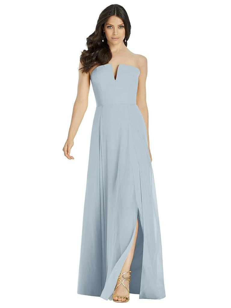 Dessy Collection Strapless Notch Chiffon Maxi Dress 1