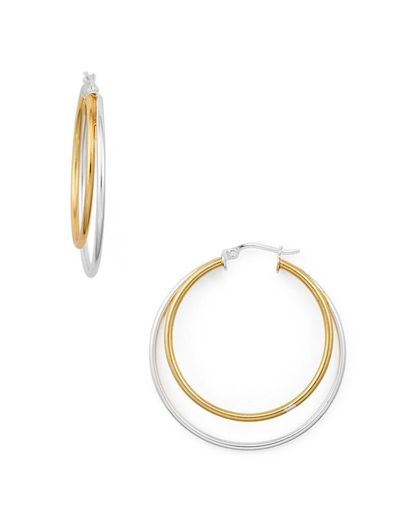 AQUA Double Hoop Earrings in 18K Gold-Plated Sterling Silver and Sterling Silver - Exclusive 1