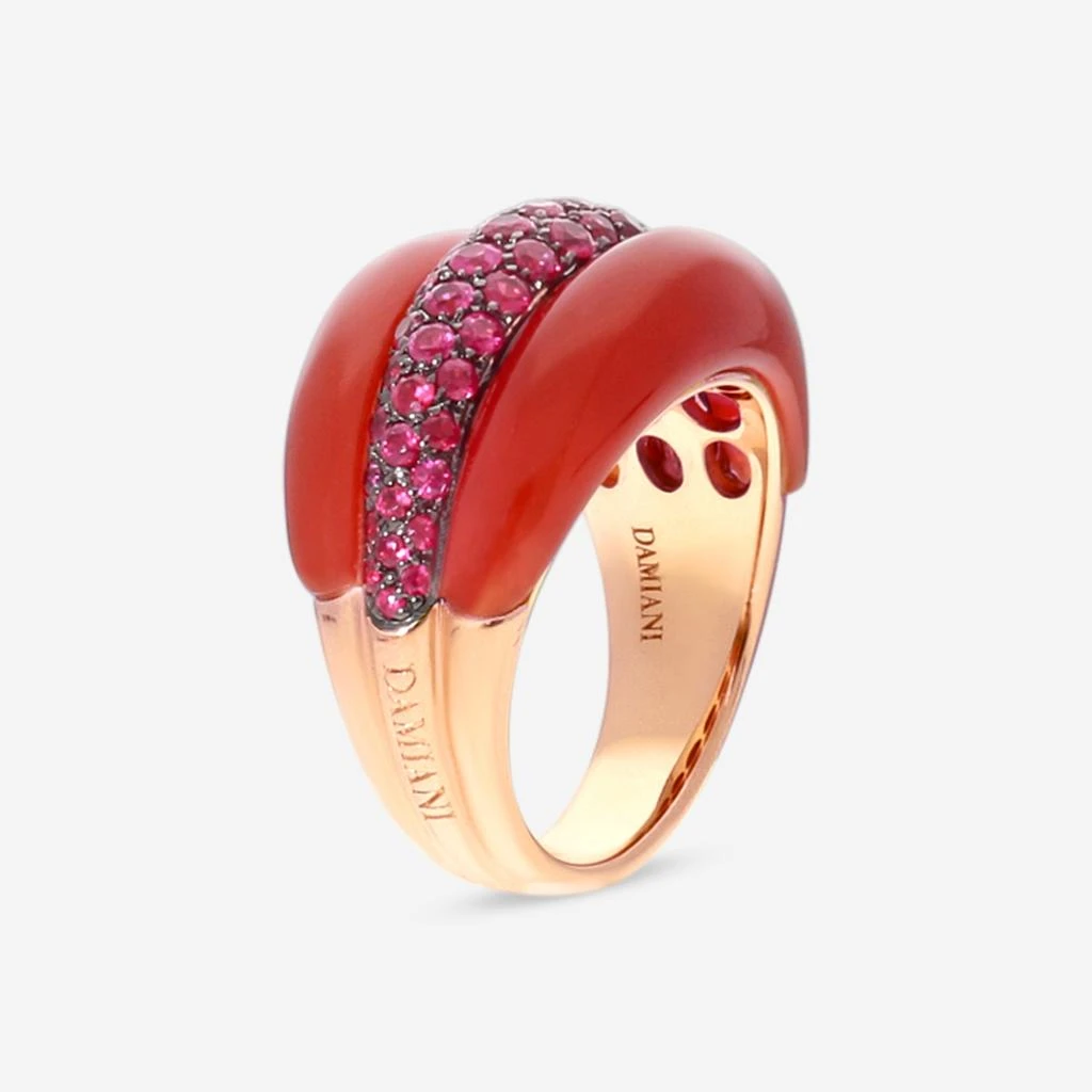 Damiani Damiani 18K Rose Gold Carnelian 
Ruby Statement Band Ring Sz. 720037238