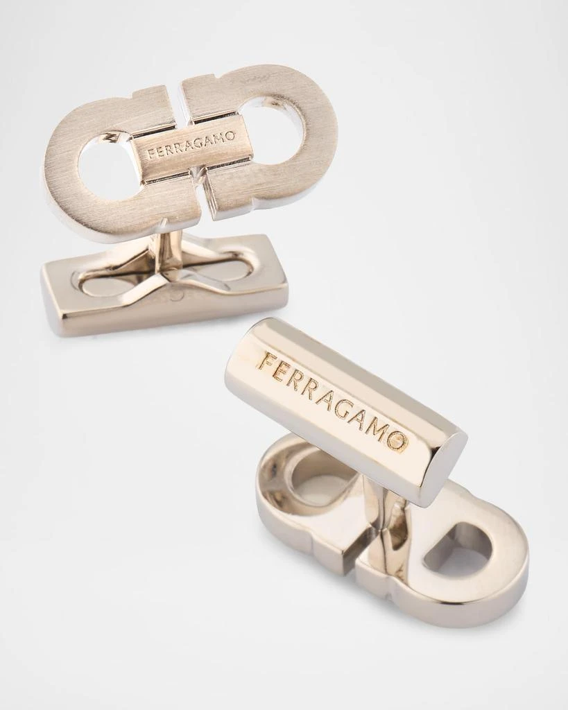 Salvatore Ferragamo Men's Brushed Gancini Logo Cufflinks 3