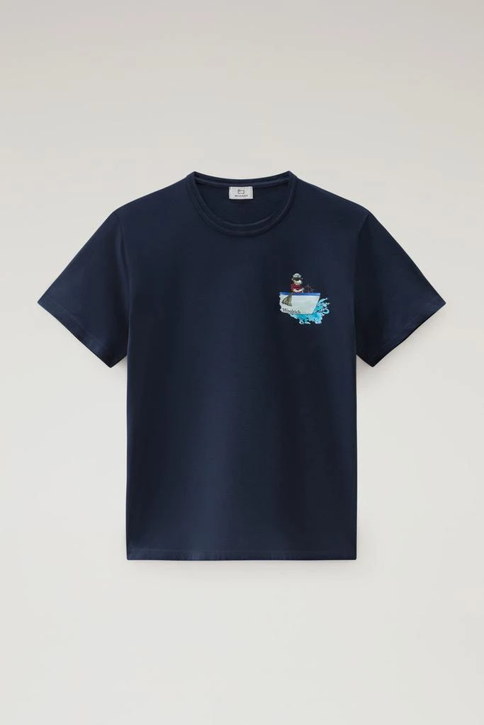Woolrich Pure Cotton T-shirt with Graphic Print - Men - Blue 1