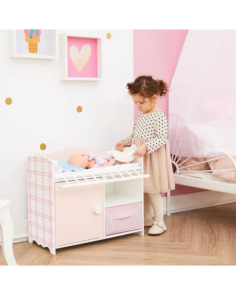 Teamson Olivia
s Little World by Kids Aurora Princess Pink Plaid Baby Doll Bed with Accessories Pink - Ages 3-7 2