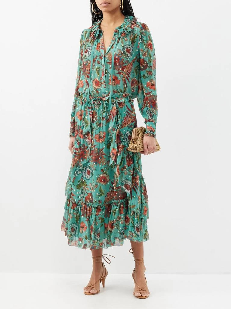 Ulla Johnson Justine botanical-print silk midi skirt 2