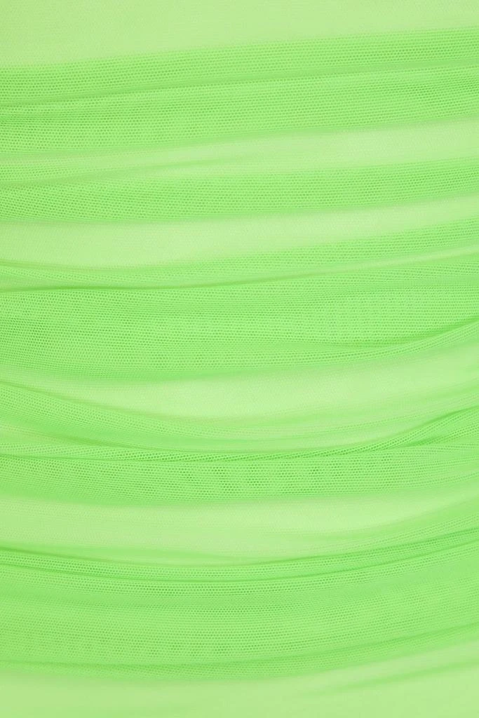 Norma Kamali Walter Mio ruched neon stretch-tulle bandeau swimsuit 4