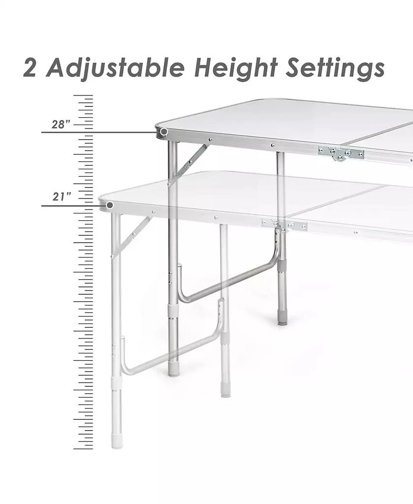 Costway Adjustable Camping Table Aluminum w/ Storage Organizer 7