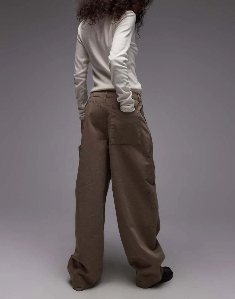 Topshop Topshop seam detail barrel leg trouser in mushroom 4