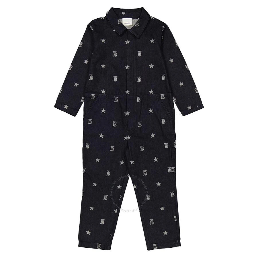 Burberry Girls Indigo Denim Monogram And Star Print Jumpsuit 1