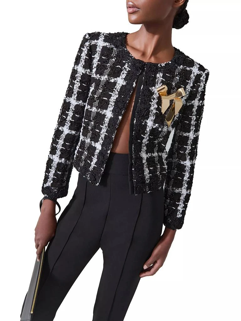 Carolina Herrera Tweed Collarless Jacket 5