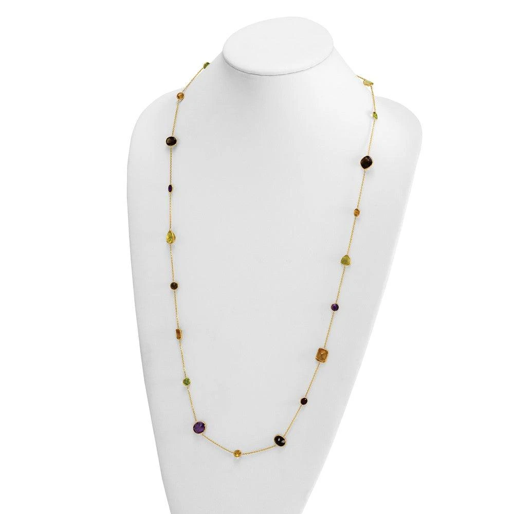 Diamond2Deal 14k Yellow Gold Polished Multi-color Gemstone Pendant Necklace 34" 3