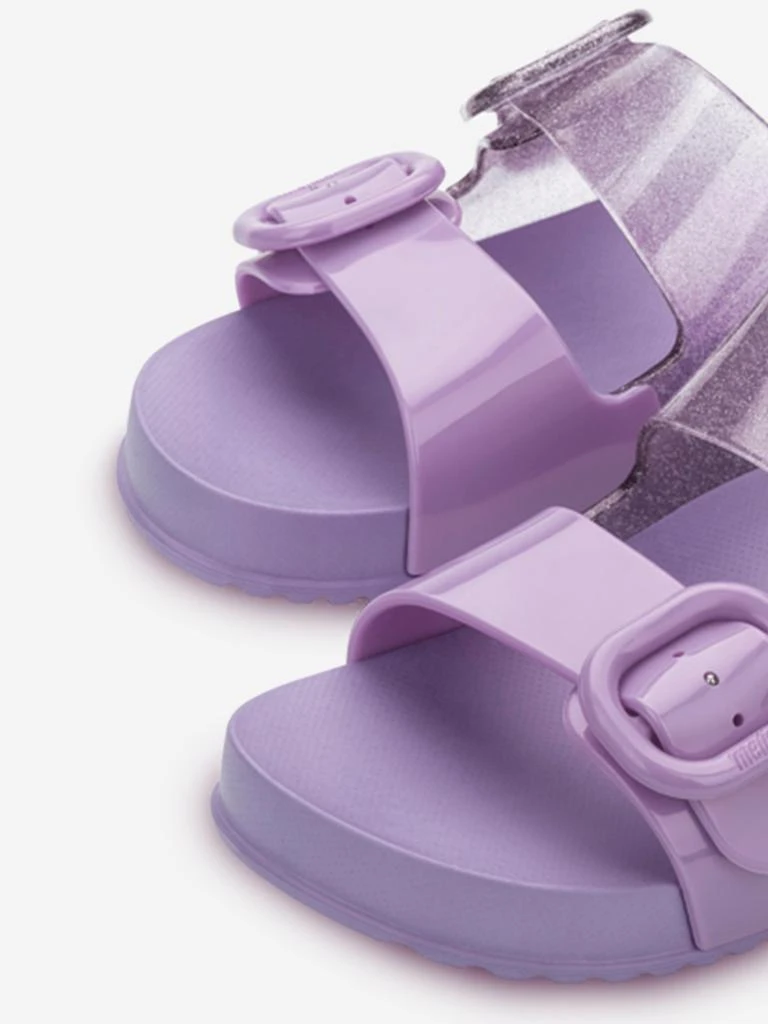 Mini Melissa Girls Cozy Glitter Sliders in Purple 3